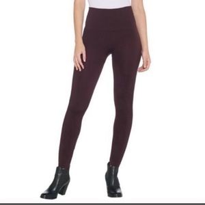 Spanx seamless side zip high waist maroon leggings size XL FL3315
